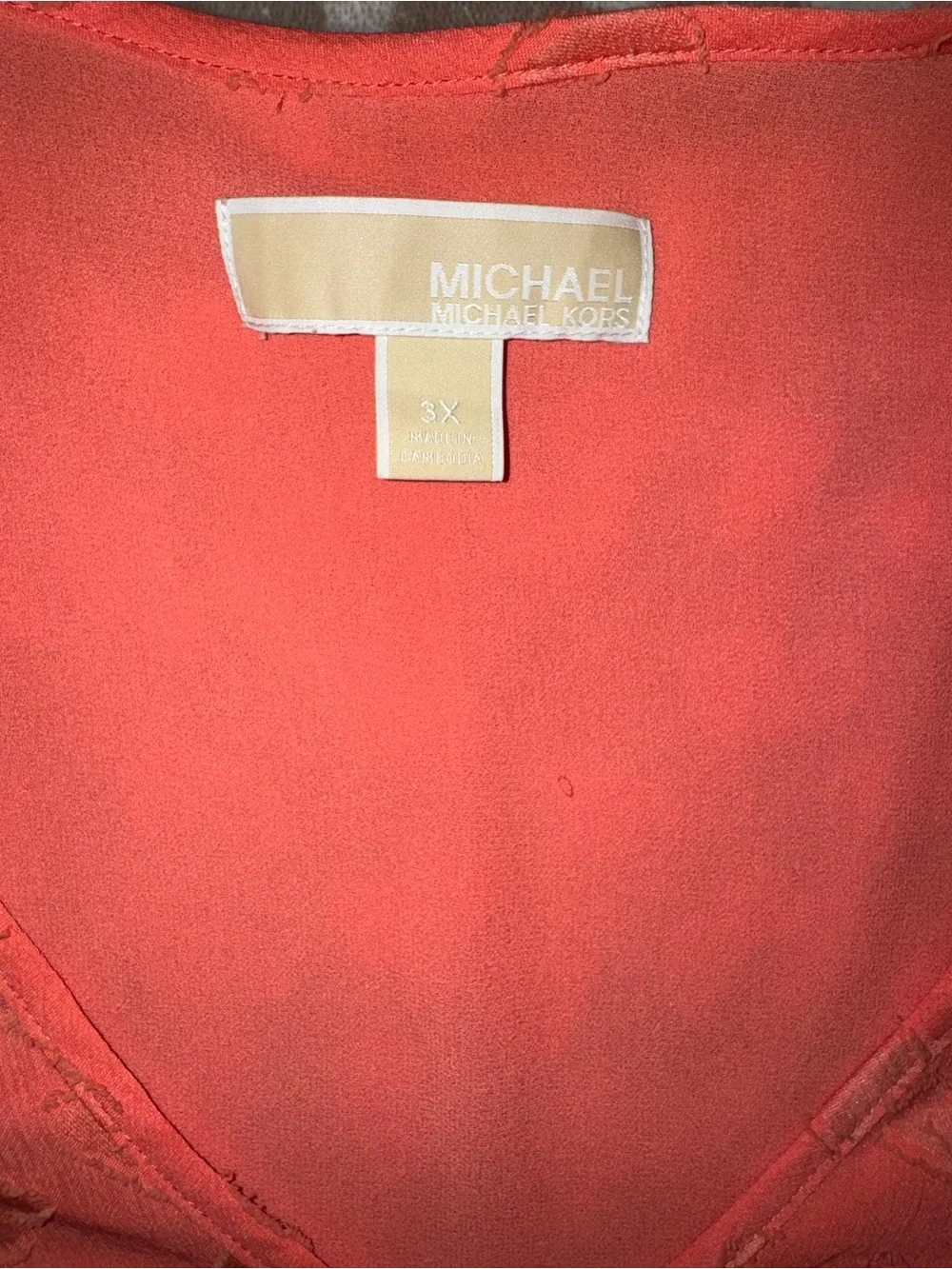 Michael Kors Coral V-Neck Ruffle-Hem Blouse